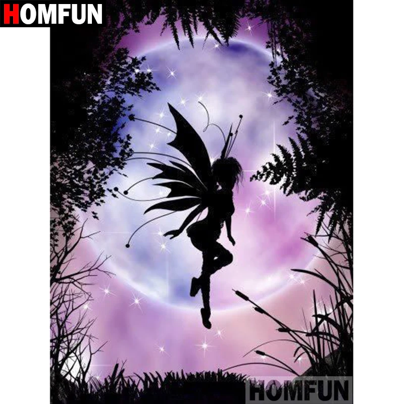 

HOMFUN Full Diamond Embroidery Diy 5D Diamond Painting Cross Stitch "Moonlight Elves" Full Drill Home Room Decor A08057