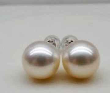 

ry00499 AAA 10-11mm natural Australian south sea white pearl earrings A0422