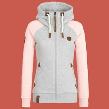 Толстовка на молнии контрастного цвета с завязками, цветная Толстовка Poleron Mujer, толстовки с длинными рукавами, Женская водолазка на молнии