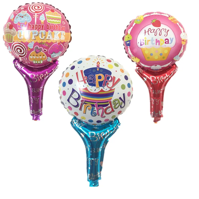 BINGTIAN balloons hand hold stick balon Happy Birthday Decoration
