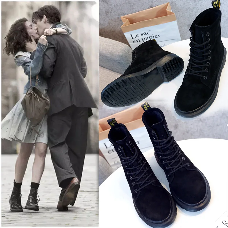 

Martin boots female short tube 2018 autumn and winter new boots Korean version of the wild England wind retro motorcycle boots.