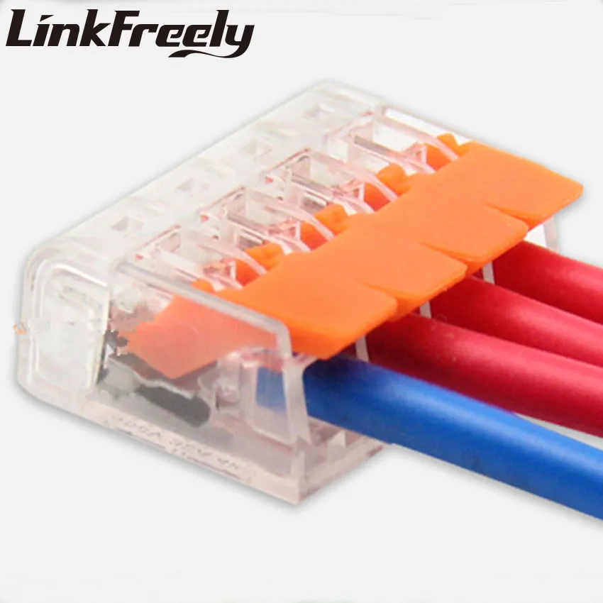 

PCT-414 100pcs Quick Wire Connector Teminator Lug 32A 450V 0.14-4mm^2 Spring Faston Terminal Block Connector Set Electric