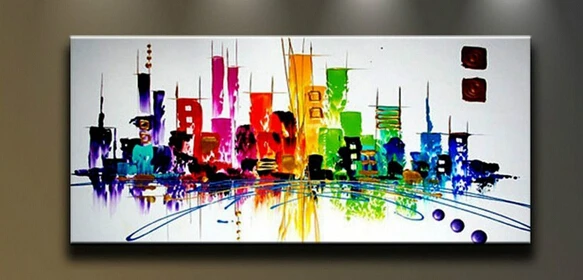 48&quot Large TOP Modern &quotAbstract City&quot Decor ART oil painting 1818 | Дом и сад