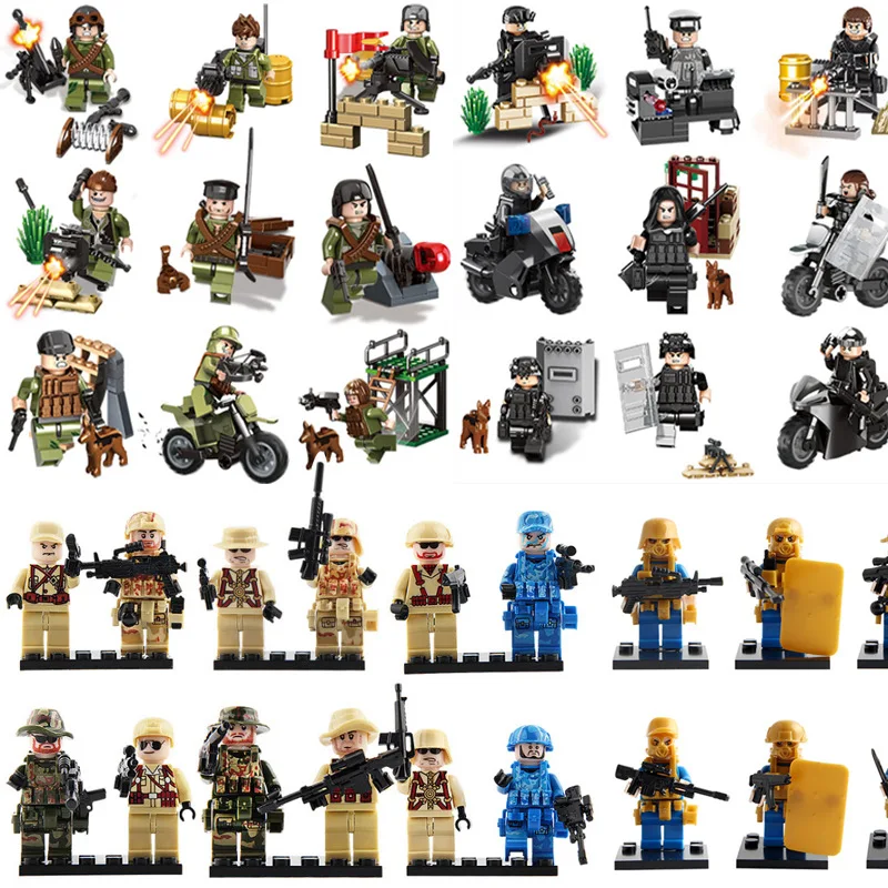 

Modern War Russian Special Forces With US Marines Swat Team Compatible LegoINGl Military Guns Building Blocks Toys Gift For Kids