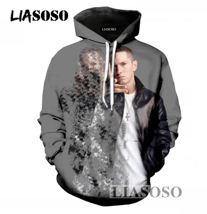 LIASOSO, зимний и осенний женский свитер, стильный Для мужчин Для женщин толстовки 3D печати, реперские кепки пуловер Eminem в стиле «хип-хоп» с капюшоном спортивный костюм Повседневное Толстовка T679