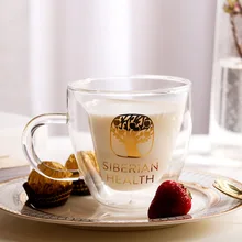 2 шт стеклянная двухслойная изоляция креативная с ручкой Бытовая молочная чашка сока офисный одиночный высокий борный кремний цветок