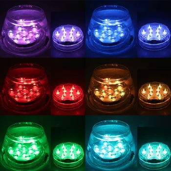 

1/2/4pcs 10 Led Remote Controlled Submersible Light Battery Operated Underwater Night Lamp Outdoor Garden Party Decoration