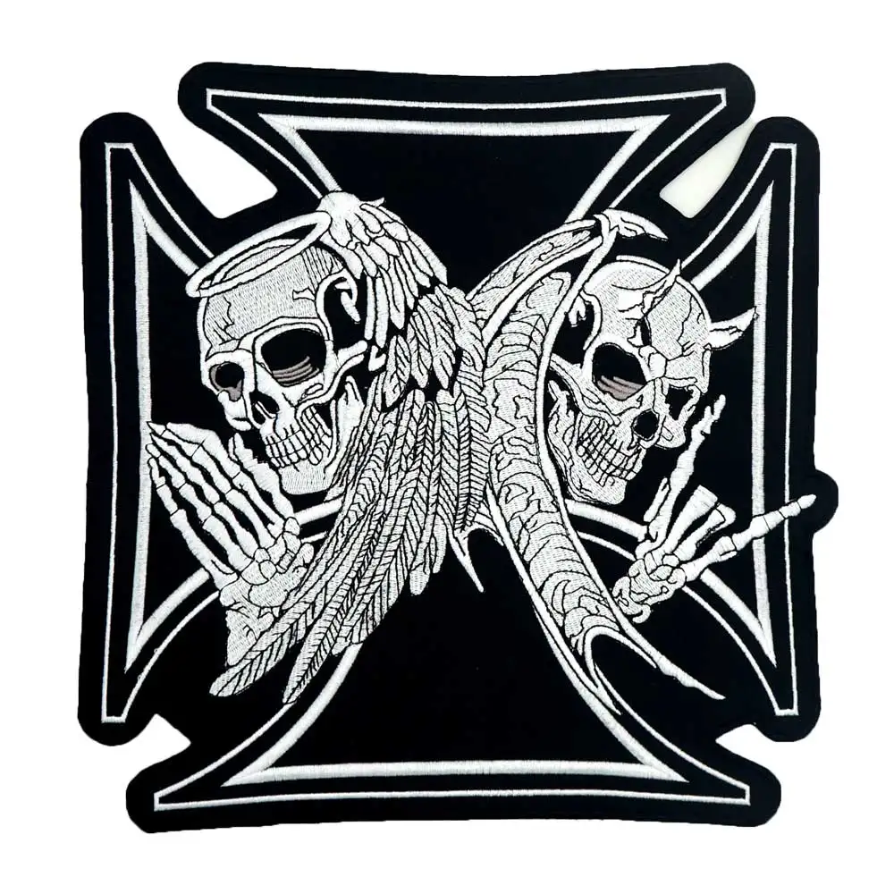 

LARGE CROSS skull MOTORCYCLE BACKING Embroidered biker Patches