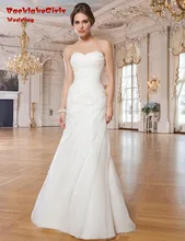 BacklakeGirls Simple Mermaid Wedding Dresses 2017 Court Train Custom Made Sweetheart Neck Pleat Plus Size Bride Gown