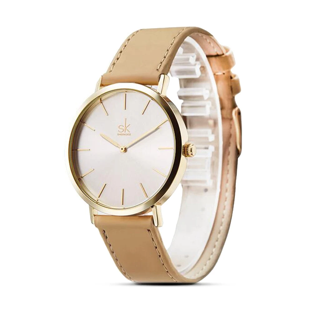 Shengke العلامة التجارية الجديدة الأزياء أسلوب بسيط أعلى الشهيرة العلامة التجارية الفاخرة ساعة كوارتز النساء عارضة ساعات جلد Reloj موهير الساخن س...