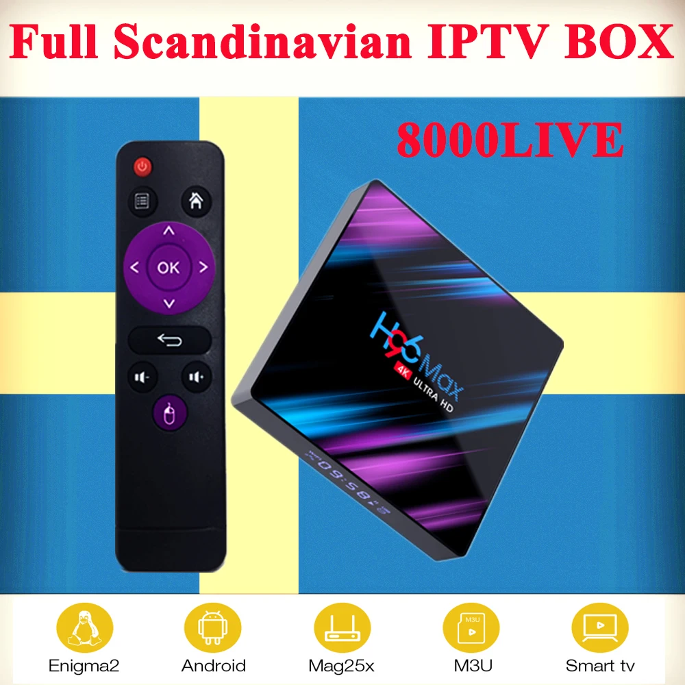 

h96 max+android 9.0 smart tv box+best Sweden iptv Norway Dutch Israel Spain French belgium brazil portugal m3u code 4k free iptv