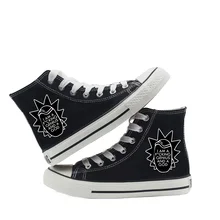 New Cartoon Anime Funny Pattern Rick Morty Ins Classic High Top Canvas Shoes Student Men's and Women's Spring Autumn A193141 new anime rick and morty backpack anime bags student oxford schoolbags