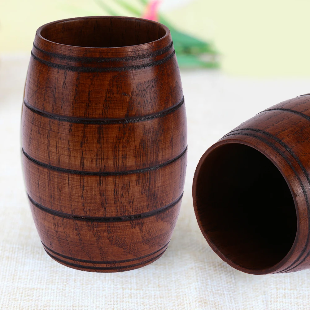 

Eco-Friendly Wooden Cup Big Belly Beer Cup Jujube Wood Carved Three-line Classical Wooden Mug Drinkware Kitchen Bar Accessories