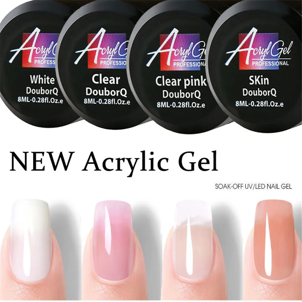 

1 Box 8ml French UV Poly Nails Builder Kit Quick Extension Nail Art Crystal Extend UV Lamp Use Gel Resin Builder Manicure Tool