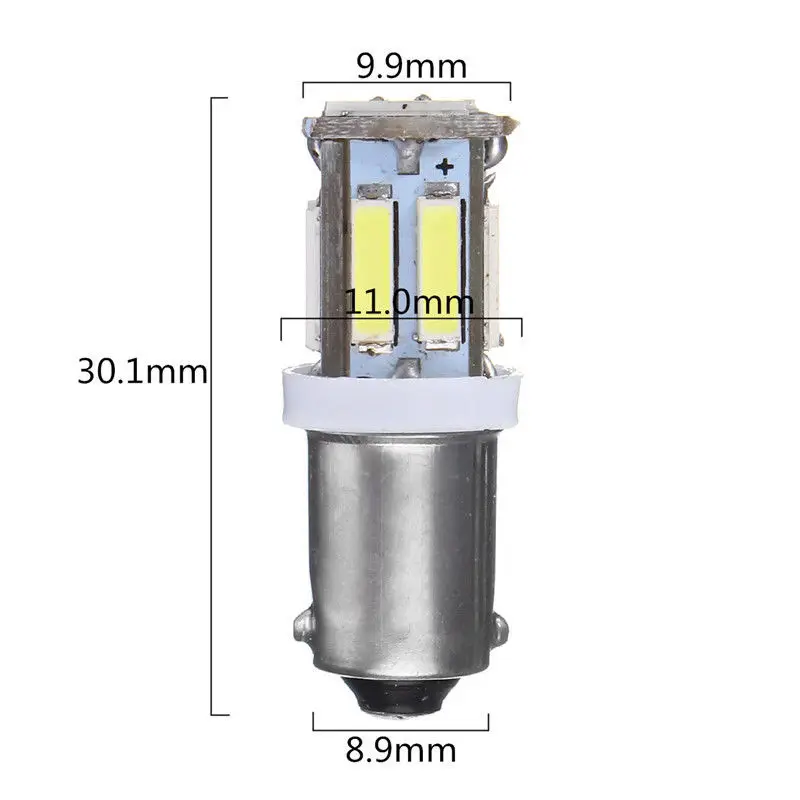 2PCS 1156 Car Turn Signal Light BA9S 7020 10 SMD LED DC 12V 1W White 6000K Lamp High Power Car Side Light Bulb