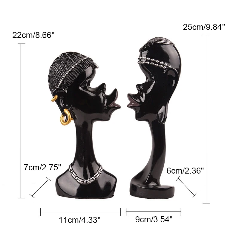 2 шт, африканская Статуэтка для пары поцелуев, смола, ручная работа, статуэтка для влюбленных, статуэтка, украшение дома, дизайн, любовь, рукоделие
