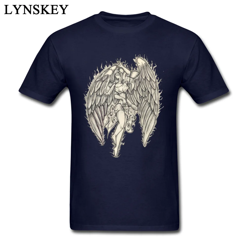 Family T-Shirt Fashion Round Collar 3-2-angel-tattoos Cotton Fabric Adult Tops T Shirt Design Short Sleeve Clothing Shirt 3-2-angel-tattoos navy