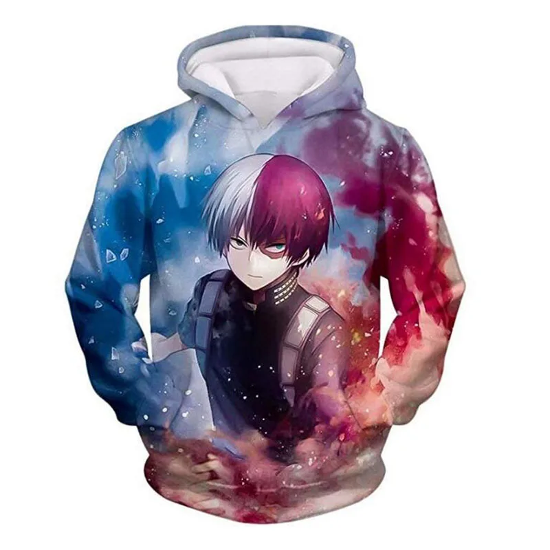 My Hero Academy Men's Hoodies 3D Todoroki Shoto Hoodie Sweatshirt Hooded Thin Pullover Outfit Tops Casual Sweatshirt