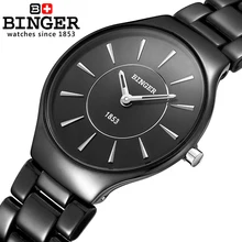 Switzerland Binger керамические кварцевые женские часы, модные стильные роскошные брендовые наручные часы, водонепроницаемые часы B8006-2