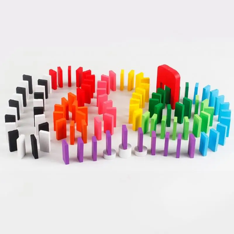 100 шт./компл. деревянные цветные игрушки домино для детей Jeux кирпичи радужные Детские Игрушки для раннего развития