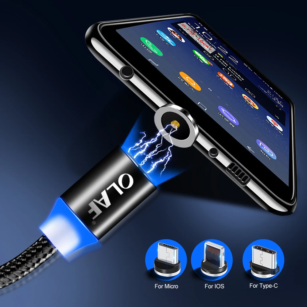 أولاف USB مغناطيسي صغير كابل كابل يو إس بي سريع الشحن المغناطيس شاحن البيانات تهمة المصغّر usb كابل الهاتف المحمول الكابلات سلك USB