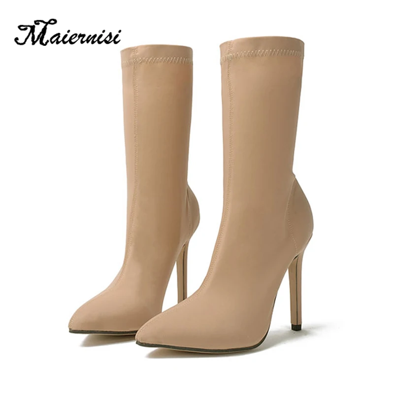 

MAIERNISI Sock Boots 11cm Stiletto High Heels Sock Boots for Women Winter Boots Plus Size Women Winter Shoes sexy shoes