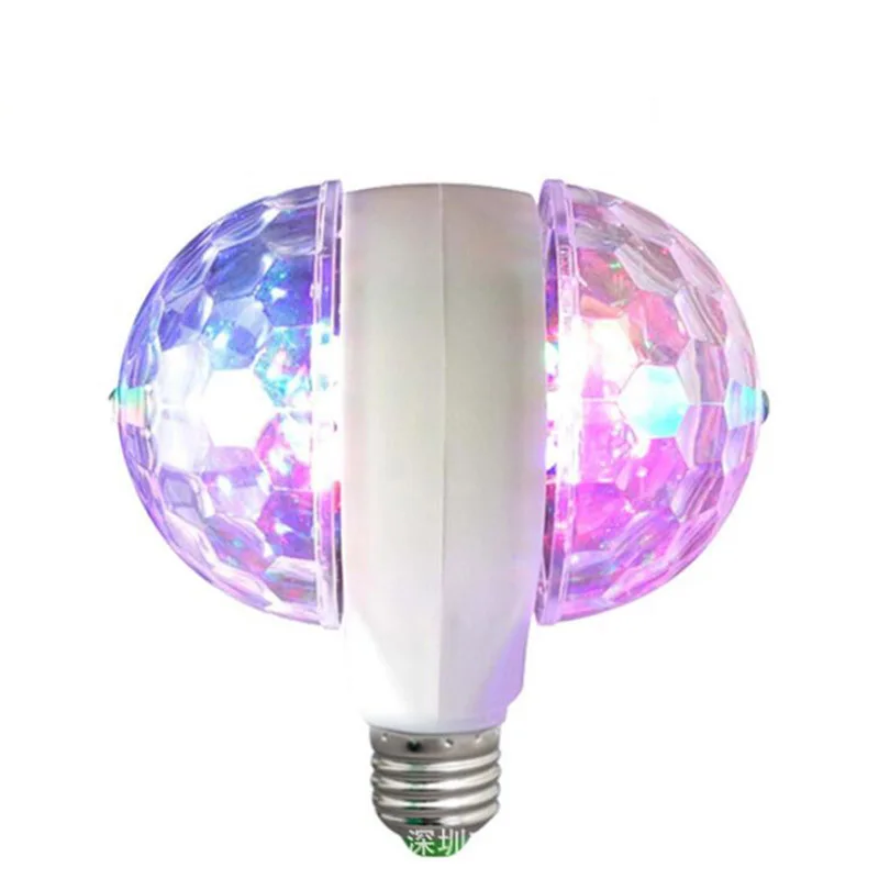 

New E27 LED bulb Auto Rotating Double-headed Stage Light Magic colorful DJ lights indoor Party Disco lamp Music Bar KTV lighting