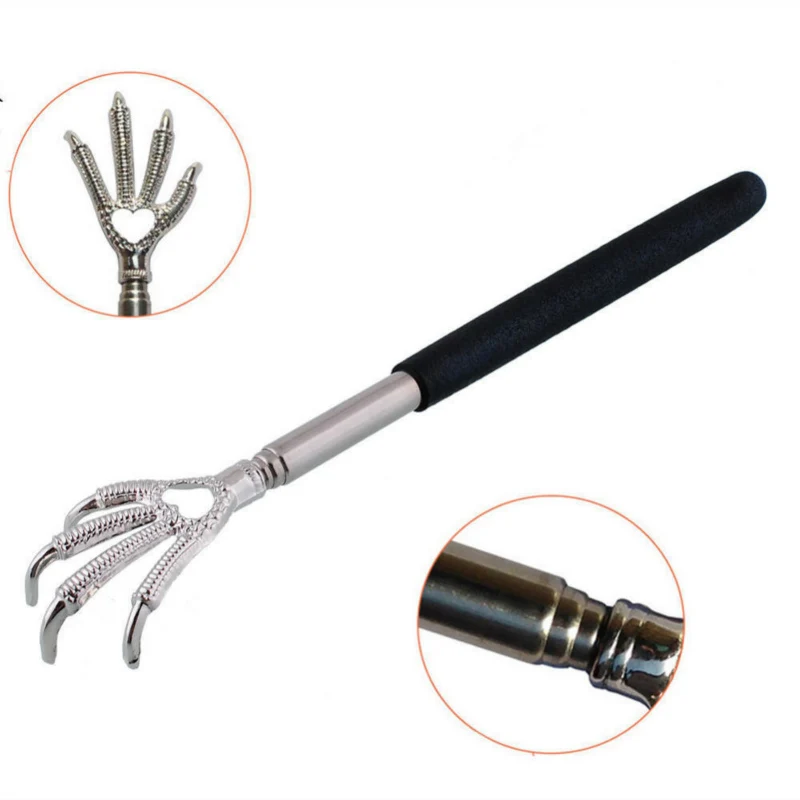 

Practical Handy Stainless Pen Clip Back Scratcher Telescopic Scratching Massage Kit Bear claw Itch Back scratcher Massager