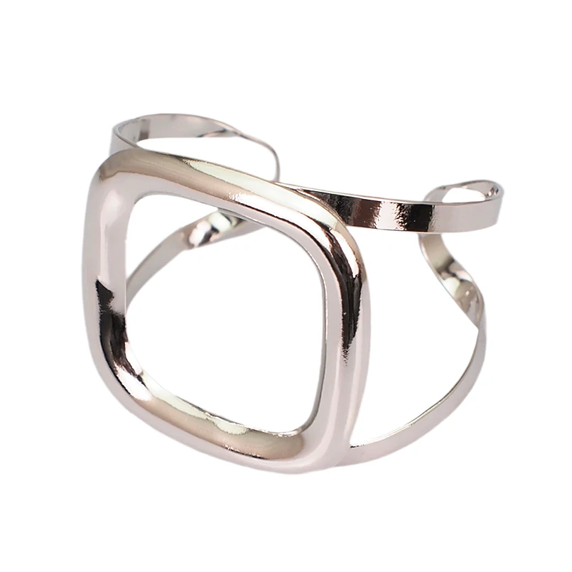 MANILAI сплав выдалбливают контракт стиль браслеты для женщин себе Femme металлический жесткий браслет аксессуары ювелирные изделия - Окраска металла: Silver