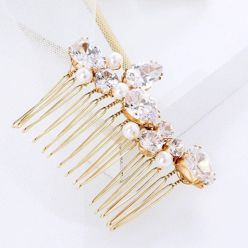 

Gorgeous Cubic Zircon Wedding Hair Combs Pearls Brides Hair Sticks Hairbands Crystal Hair pins for Woman