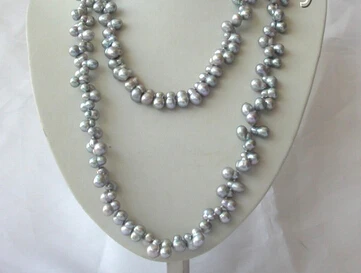 

FREE SHIPPING>>>@ new1720 stunning long 50" baroque gray freshwater cultured pearl necklace