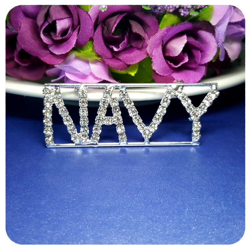 

Handmade BlingBling Crystal Badge "NAVY " Word Pin Unique Souvenir Gift