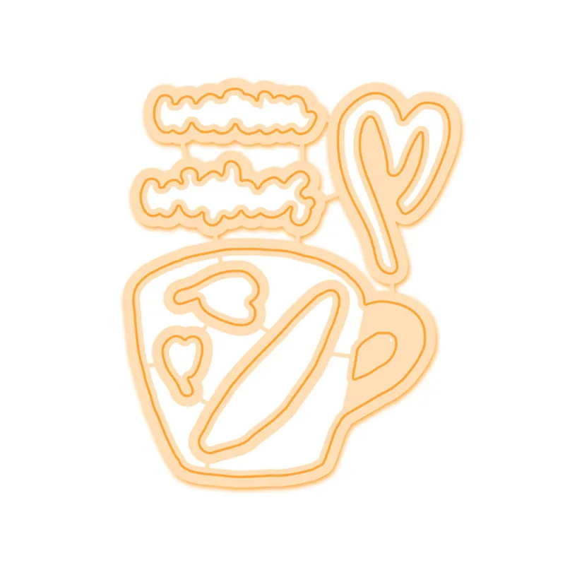 

GJCrafts Cup Coffee Metal Cutting Dies for Scrapbooking Warm Wishes Die Cuts Heart Letter Card Making New Crafts Stencil