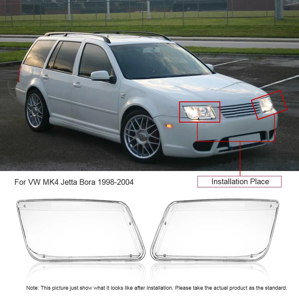 

One Pair Plastic Headlight Headlamp Cover Replacement Transparent for VW MK4 Jetta Bora 1998-2004