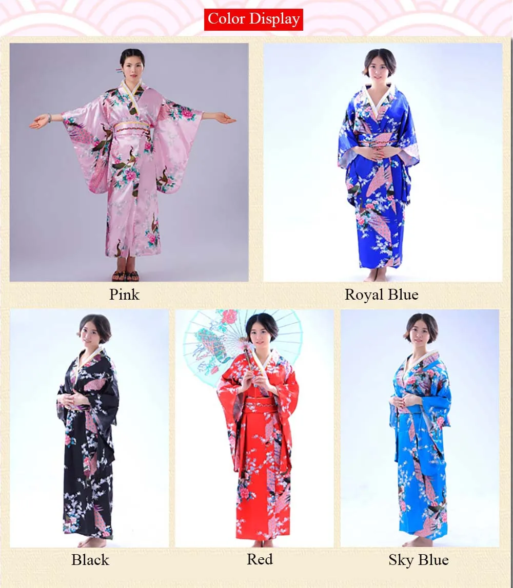 Yukata Women's Gorgeous Japanese Traditional Brocade Plum Blossom Kimono Robe 06 
