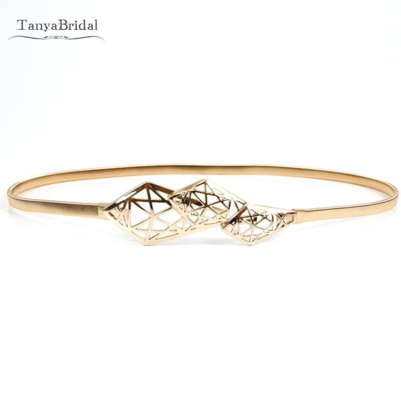 

Geometry Gold/Silver Metal Wedding Belt Fashion Women Sashes DY009