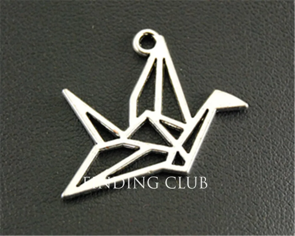 15pcs Silver Color Paper Crane Charm Pendant Jewelry Making Diy