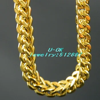 

7.0mm*60CM Super Noble Fashion High Quality Men's 316L Stainless Steel Gold PVD Plating Huge Heavy Chain Necklace H01