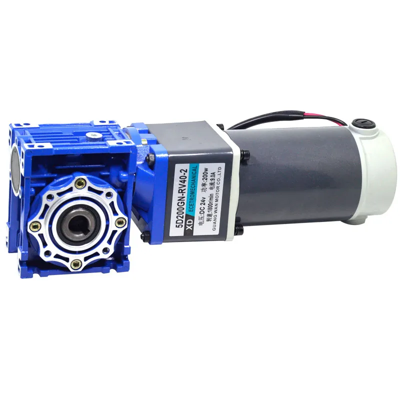

0.1rpm to 1.5rpm RV40 DC Worm Gear Reducer Motor 200w 12v 24v DC Ver 2- stage Gearmotor NMRV40 Self-Gearing Lock CW CCW