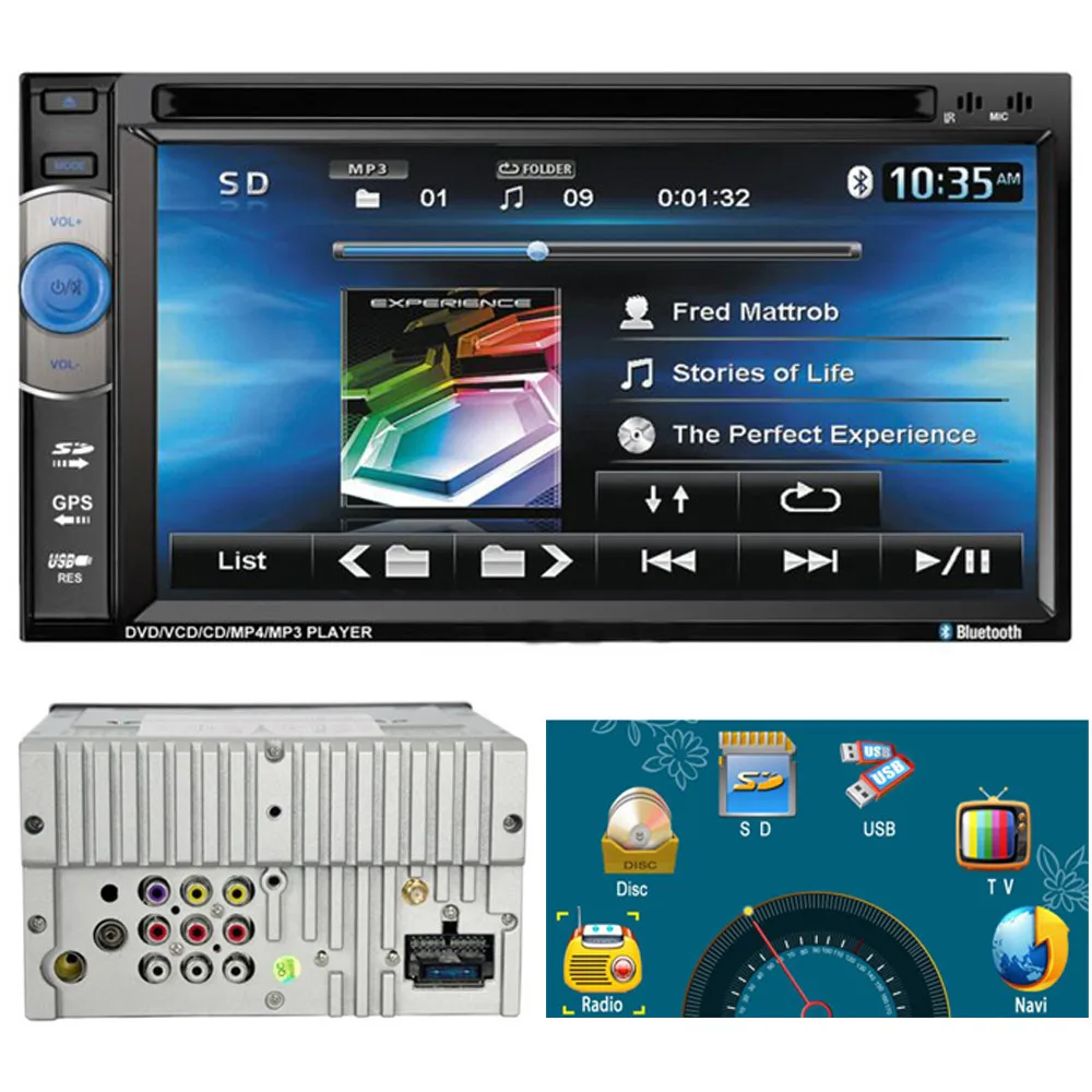 Новое поступление Лидер продаж 6,2 дюймов двойной 2DIN в тире gps Navi DVD плеер автомобиля Bluetooth автомобильное стерео радио