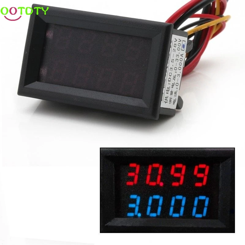 

4 Bit 0-33V 3A DC Voltmeter Ammeter Digital LED Dual Display Amp Volt meter 828 Promotion