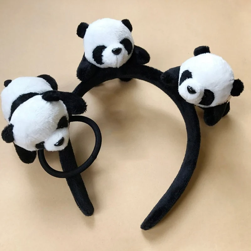 

Panda Headband Children's Jewelry Stereo Cartoon Plush Raccoon Panda Headwear Hair Rope Hairpin