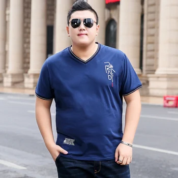 

2019 original new round neck t-shirt male plus size 7XL loose simple Chinese style short-sleeved t-shirt men's