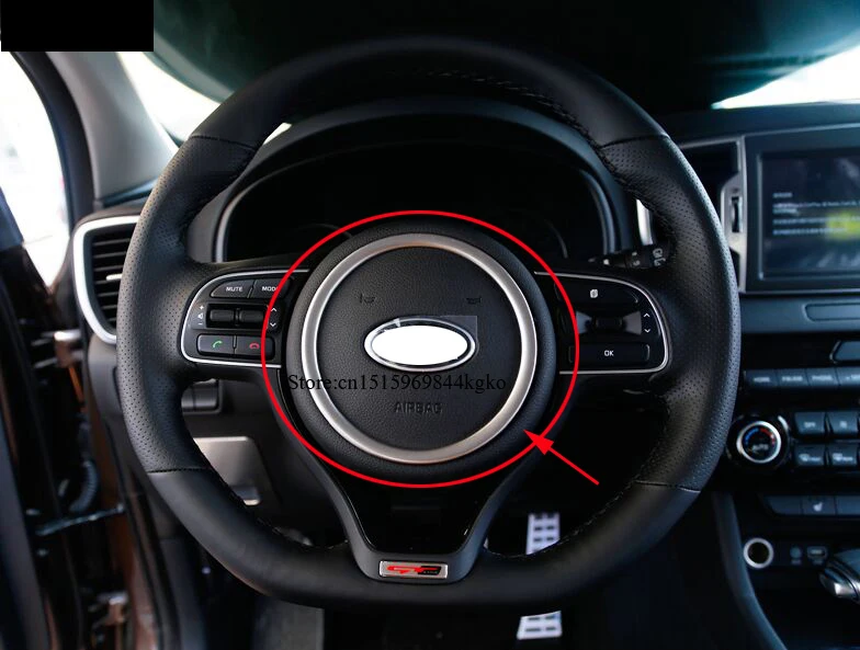 

For KIA Sportage 4 QL 2016 2017 Steering Wheel Circle Decorative Trim Frame Sticker Stainless Steel Auto Accessories 1pcs