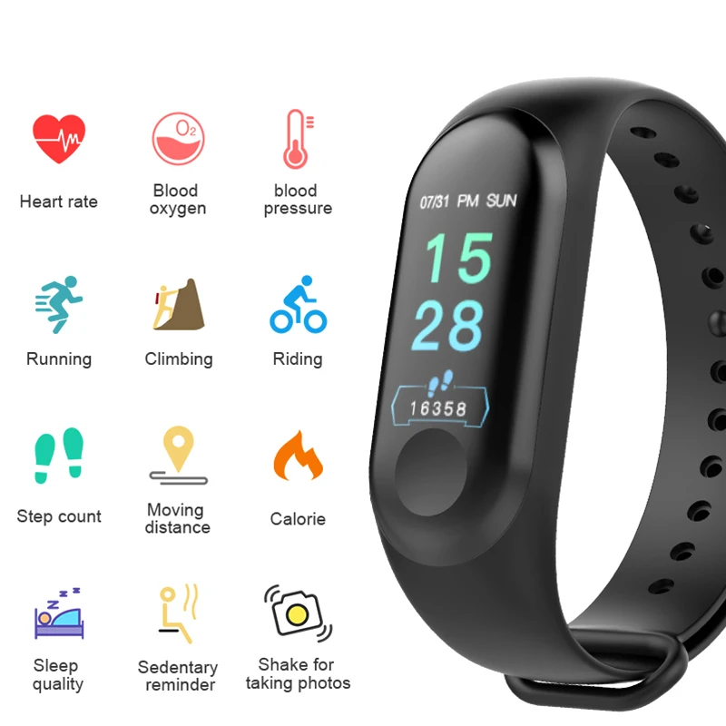 Smart Band Fitness Tracker Watch Sport Bracelet Heart Rate Blood