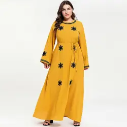 2019 женское мусульманское длинное платье abaya, исламское арабское, с длинными рукавами, платье с завязками, с талией, платья в индийском Дубае