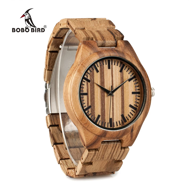 Бобо птица WG22 Одежда высшего качества дерева часы для мужчин деревянный моды Брендовая дизайнерская обувь полный зебры часы деревянный ящик