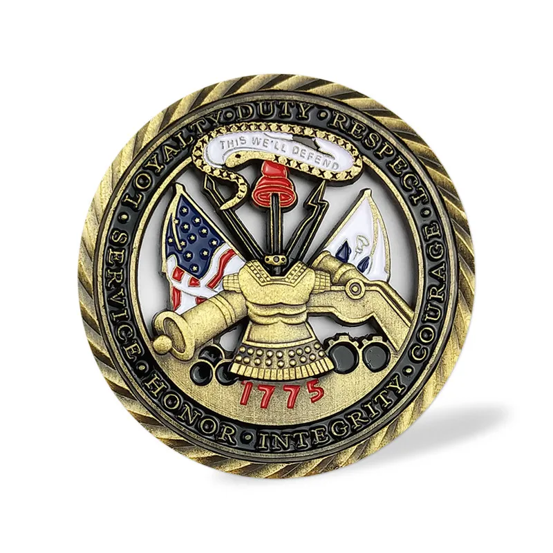 

Free delivery US Army Core Values Gold Plated Commemorative Challenge Coin Collection Art Gift Drop ship