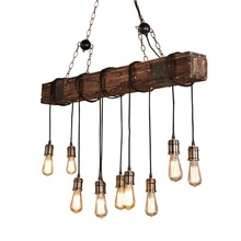 Antiguo Industrial retro de madera E27 luz de techo Creative LOFT Bar suspensión luminaria Vintage living lámparas de habitación lustre