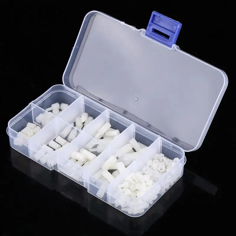 

200pcs M2.5 Nylon Male Female Hex Standoff Bolts Nuts Assortment Set With Plastic Box